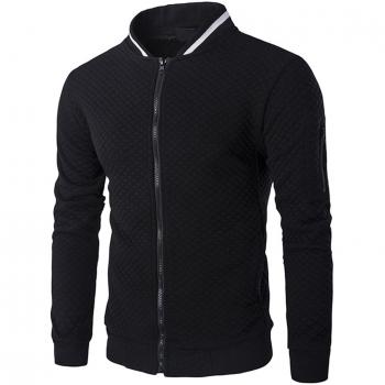 WHATLEES Hip‑Hop Urban Basic: Gesteppte Baseballjacke mit kontrastreichen Bahnen, Frühjahr MA‑1, unisex, Größe XL – B151-Black