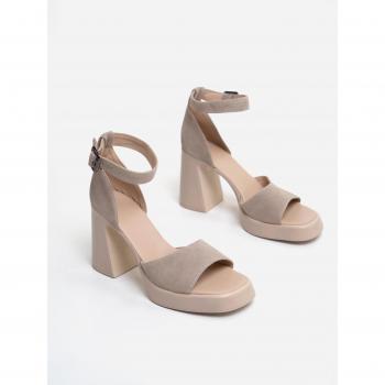 Sandaletta ISSA Plus pelle scamosciata, tacco alto 41 in beige