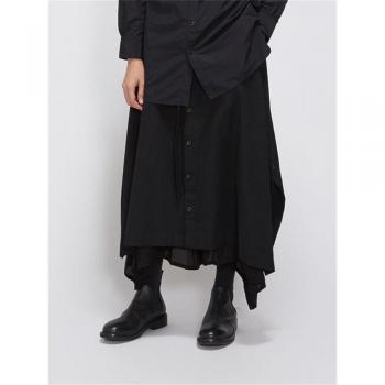 Pantalones de Pierna Ancha, Dos Capas, Estilo Culotte, Negro Suelto