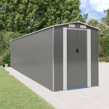 Galvanised Steel Garden Shed, Light Grey, von vidaXL, Maße: 192x772x223 cm
