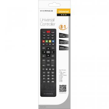 IR Universal Remote Vivanco 8 in 1 – Schwarzes Design