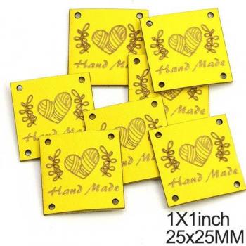 Handgemachte Herzens‑Labels für Bekleidung – 20 Stück PU Leder