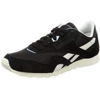 Reebok Women's Cl Nylon Slim Ep Training Footwear in Black with Fresh Blue and Chalk Detailing, Size 6 UK