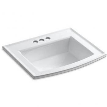 Kohler Archer 22-5/8 Drop-In Bathroom Sink with Overflow and 4 Centerset Faucet Holes in White