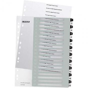 Leitz Plastikregister WOW, 1-20, A4, 20 Blatt, weiß/schwarz