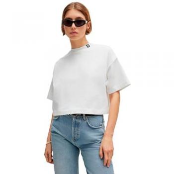 Hugo Red Damelody T-Shirt – weiß, gestapeltes Logo, 38 females