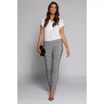 Plus Size Slim Leg Bengaline Pants with Checkered Design, Black, Size 24