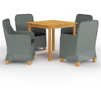 Muebles de comedor para exterior 5 piezas gris claro