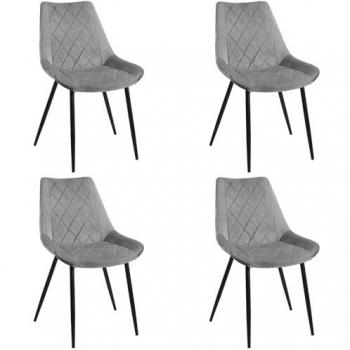 Akord Gris Silla 4 x con Capitón de Terciopelo