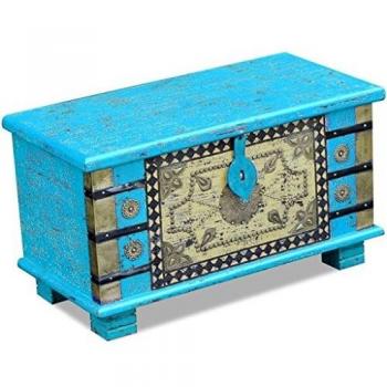 VidaXL Blue Mango Wood Storage Chest 80x40x45 cm