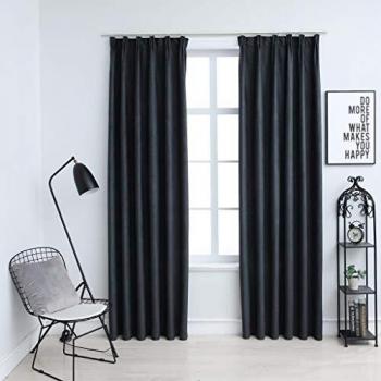 Blackout Curtains with Hooks 2 pcs Anthracite 140x225 cm