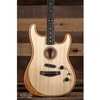 Fender American Acoustasonic Stratocaster AE Guitar with Deluxe Gig Bag, Natural
