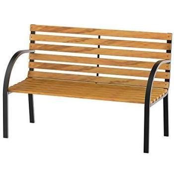 Banc de Jardin 2 Places en Bois Naturel et Acier Époxy