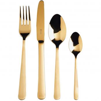 Titanium‑Enhanced 16‑Piece Gold Cutlery Ensemble – Viners