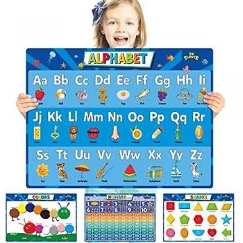 4 Pack ABC Alphabet Chart + Numbers 1-100 + Shapes + Colors Poster Set