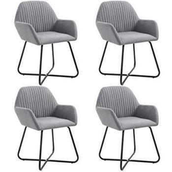 Pack de 4 Sillas de Comedor Acolchadas en Terciopelo Gris Claro