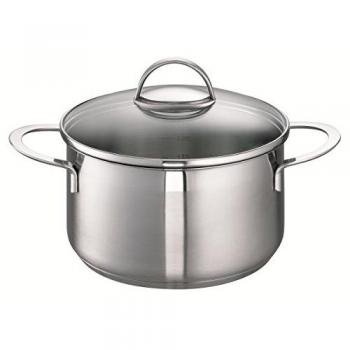 Schulte‑Ufer Fleischtopf Topf Wave 20 cm mit Glasdeckel, 3,5 l – Edelstahl