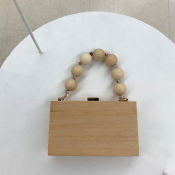 Women's Luxury Bucket Bag with Wooden Clip