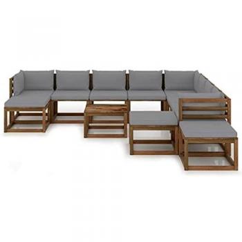 Stilvolles 12-tlg. Garten-Lounge-Set mit Kissen in Grau