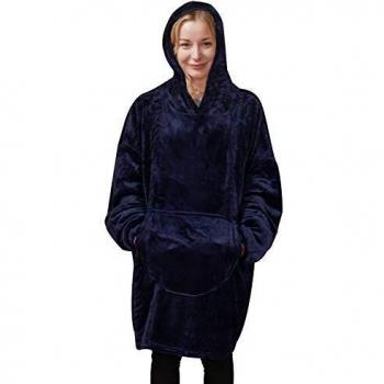 Giant Navy WarmNest Fleece Hooded Blanket