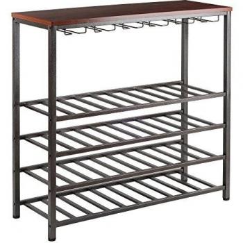 Winsome Metal & Wood Wine Storage, Finish: Antique Bronze, Size: 38.03W x 36.42H x 14.02D