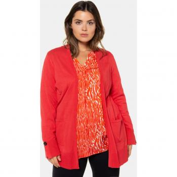 Plus Size Cardigan Sweater with Sleeve Details, Women, Red, Size 32/34, Viscose/Synthetic Fibers