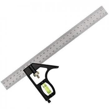 Seafly Engineer’s 12‑Inch Combination Square – Stainless Steel, 45/90 Degree, Bubble Level