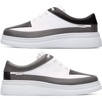 CAMPER Twins Women's Urban Smooth Leather Sneakers – White, Grey & Black – Size 36 (