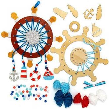 Seaside Wooden Dreamcatcher Kits (Pack of 4) Decoration Craft Kits 4 assorted wool colours