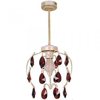 Lustre décoratif à ampoules d'ivoire, doré et rouge – 24 cm de diamètre, 46 cm de hauteur