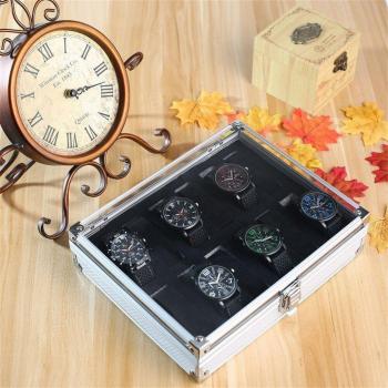 12-Grid Watch Organizer with Decorative Glass Top