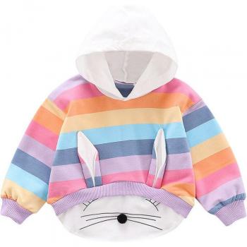 3D Rabbit Ear Print Hooded Pullover Sweatshirt for Newborn Infant Baby Girls and Boys