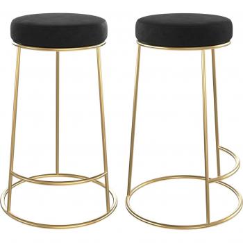 Velours Noir – Tabouret à Îlot Central 63 cm, Lot 2 – Rendez‑Vous Déco