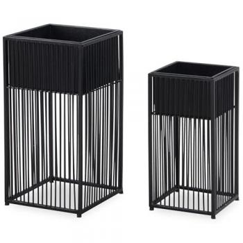 Ensemble de 2 Pots de Fleurs en Métal Noir
