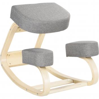 Vinsetto Sedia Ergonomica Posturale in Legno di Betulla e Cuscino in Gommapiuma e Poliestere, 51x69x58cm, Grigia Aosom