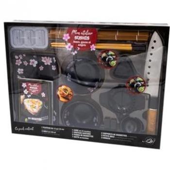 Coffret Mon Atelier Sushis, Makis, Gyozas Et Onigiris 2024: Coffret Avec 1 Plateau, 2 Bols, 1 Livre De Recettes, 1 Couteau Santoku, 2 Paires De ... 2 Petits Bols Pour La Sauce Et 3 Moules