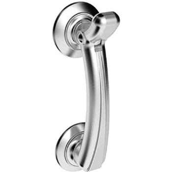 95mm Victorian Bow Door Knocker – Rose Finish, Satin Chrome Fixing Centres
