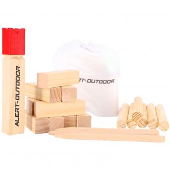 Kubb Spel met Opbergtas en Houten Blokken