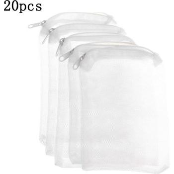 20 PCS Nylon Filter Media Bags for Aquarium with Zipper