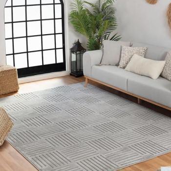Livabliss 3D Textured Area Rug in Grey for Indoor & Outdoor