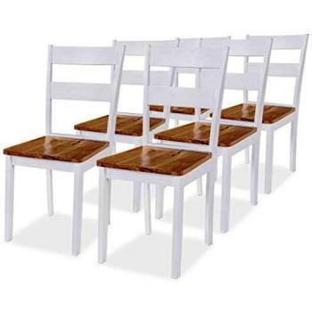 Sillas de Comedor de Madera de Caucho Blancas (6 Unidades)