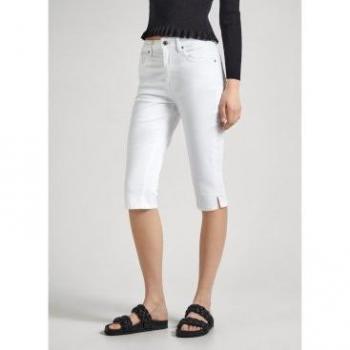 Pepe Jeans Bermuda Donna Alta Skinny Crop Bianco 30