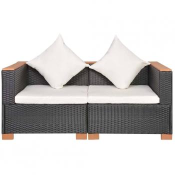 Wicker Tuinbank Zwart Outdoor