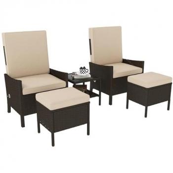 Alfresco Khaki 5-Piece Rattan Garden Set with Cushions