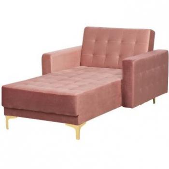 Chaise longue ABERDEEN en velours rose