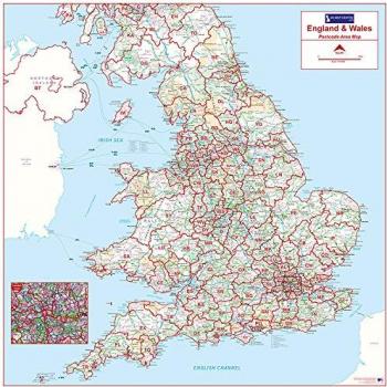 Standard Colour Postcode Map of England & Wales – Matte Finish