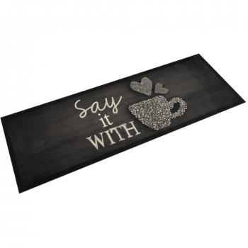 Vidaxl Washable Kitchen Mat Cup Black 60x180 cm Velvet