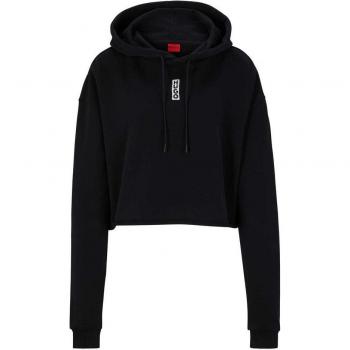 Sudadera HUGO Cropped Negro con Logo Vertical