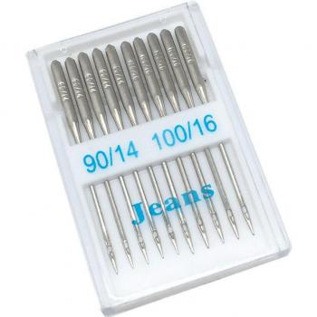 10er Set Nähmaschinen Nadeln mit Kugelspitze 70/10 90/14 100/16 für Jeans und allgemeine Näharbeiten