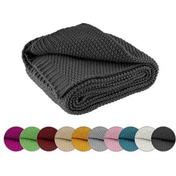 Kuscheldecke Strick OekoTex 140x190 dunkelgrau